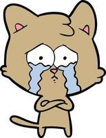 cartoon crying cat vector