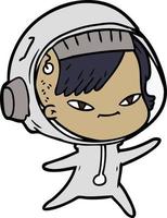 cartoon astronaut woman vector