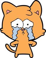 cartoon crying cat vector