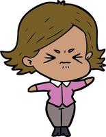 cartoon angry girl vector