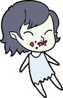 cartoon vampire girl with blood on cheek vector