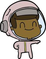 happy cartoon astronaut man vector