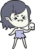 annoyed cartoon vampire girl vector