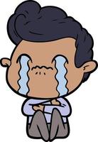 cartoon man crying vector