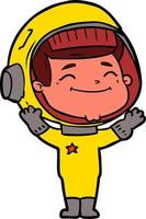 astronauta de dibujos animados feliz vector