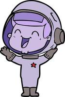 astronauta de dibujos animados feliz vector