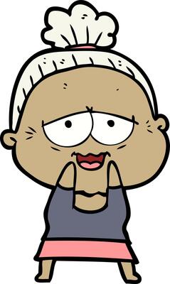 cartoon happy old lady