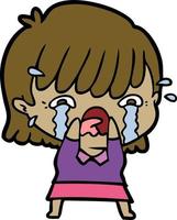 cartoon girl crying vector