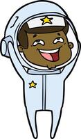 cartoon laughing astronaut vector