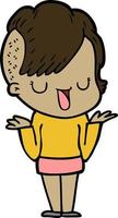 cute cartoon girl with hipster haircut vector