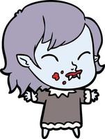 cartoon vampire girl with blood on cheek vector