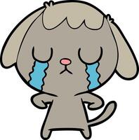 cute cartoon dog crying vector