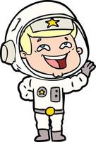 cartoon laughing astronaut vector