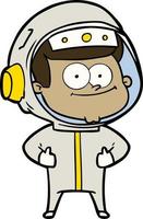dibujos animados de astronauta feliz vector