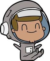 happy cartoon astronaut man vector