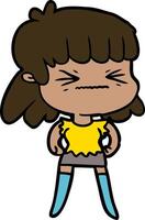 cartoon angry girl vector