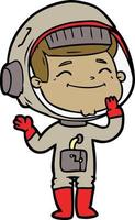 astronauta de dibujos animados feliz vector