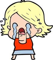 cartoon woman crying vector