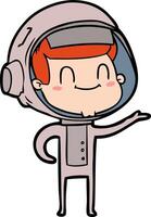 happy cartoon astronaut vector