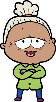 cartoon happy old lady