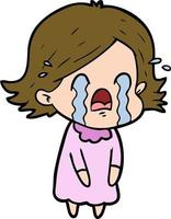 cartoon woman crying vector