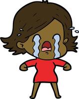 cartoon woman crying vector