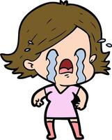 cartoon woman crying vector