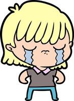 cartoon woman crying vector