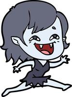 cartoon laughing vampire girl vector