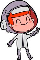 happy cartoon astronaut vector