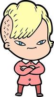 cute cartoon girl with hipster haircut vector