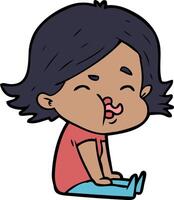 cartoon girl pulling face vector