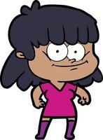 niña de dibujos animados sonriendo vector