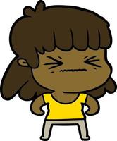 cartoon angry girl vector