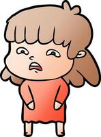 cartoon worried woman vector