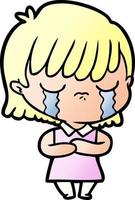 cartoon woman crying vector