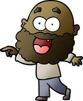 cartoon crazy happy man with beard vector