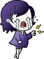 cartoon crying vampire girl vector