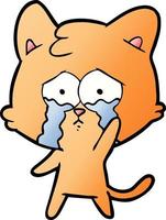 cartoon crying cat vector