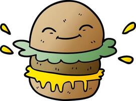 hamburguesa de comida rápida de dibujos animados vector