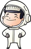 happy cartoon astronaut vector