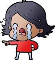 cartoon woman crying vector