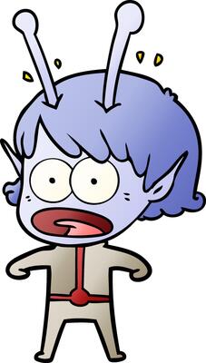 cartoon shocked alien girl
