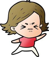 cartoon angry girl vector