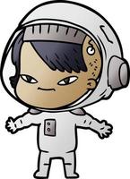 cartoon astronaut woman vector