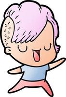 cute cartoon girl with hipster haircut vector