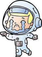 cartoon crying astronaut vector