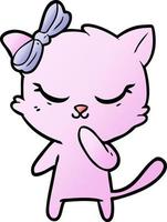 cute cartoon cat with bow vector