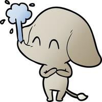 cute cartoon elephant spouting water vector