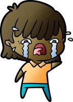 cartoon girl crying vector